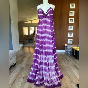 Denim & Supply Ralph Lauren Purple Tie Dye Maxi Dress, gauzy cotton/silk blend M